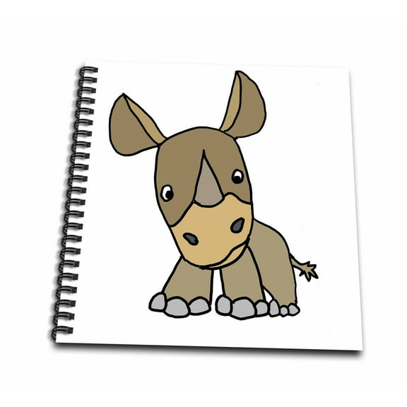 3dRose, Funny Cute Baby Rhino Cartoon, Mini Notepad 4 x 4 inch