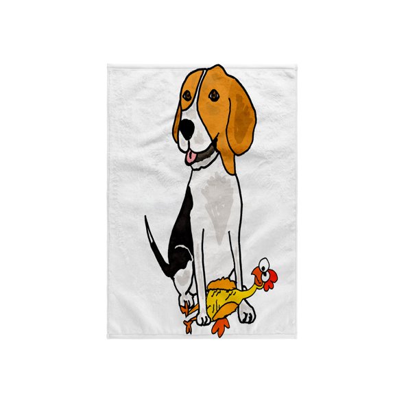 3dRose, Funny Cute Beagle Dog Playing with Rubber Chicken Dog Toy, 15x22 Hand Towel