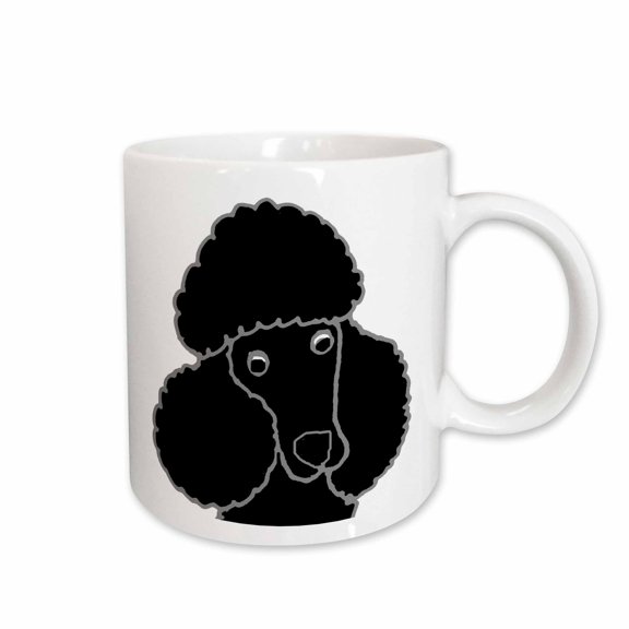 3drose, Funny Cute Black Miniature Toy Poodle Puppy Dog Face Cartoon, 15oz Mug
