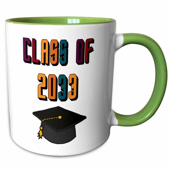 3drose, Funny Cute Class of 2033 Back to School Kindergarden Cartoon, 11oz Two-tone Green Mug
