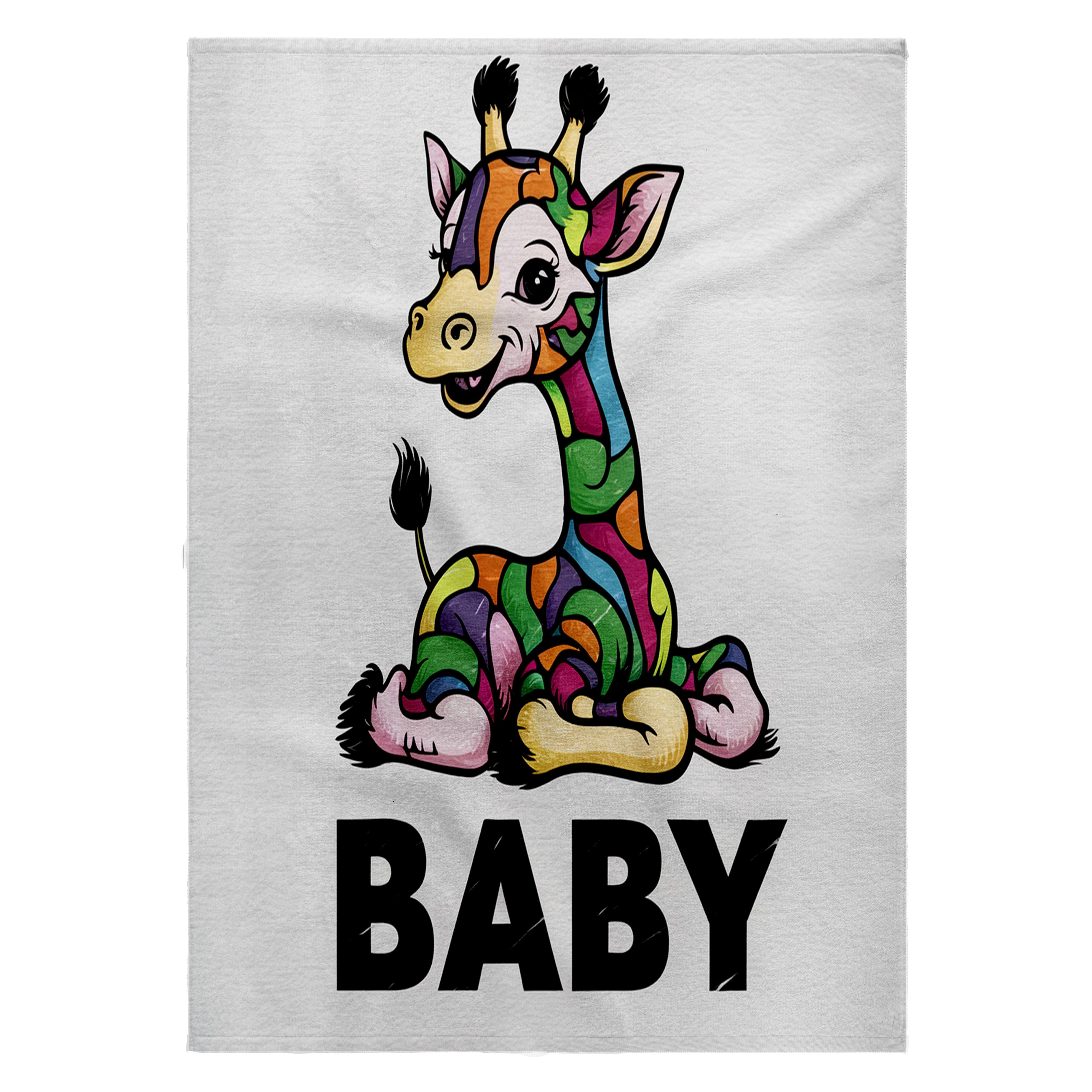 3dRose, Funny Cute Cool Artistic Colorful Baby Giraffe for Baby Abstract, 22x30 Bath Hand Pool Towel