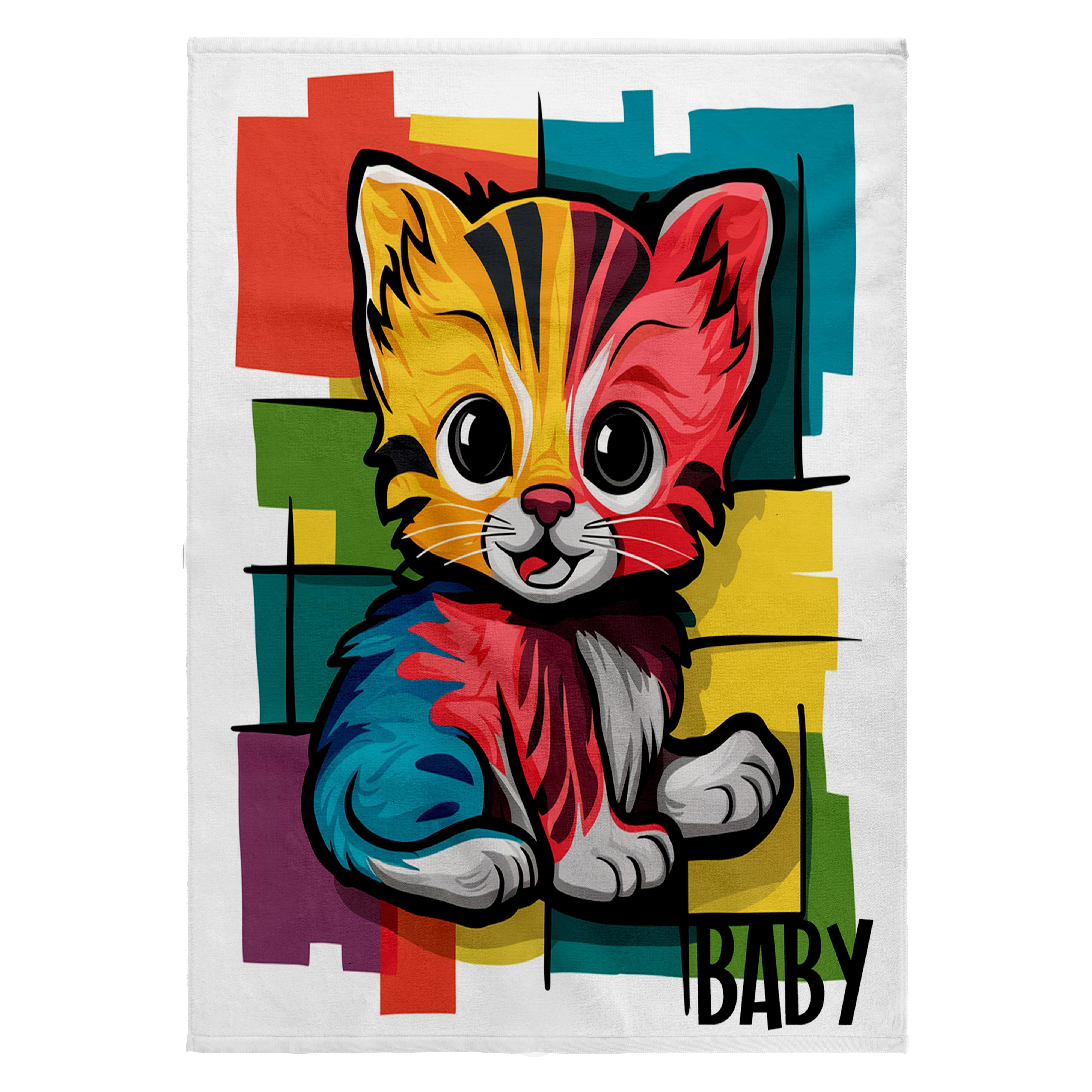 3dRose, Funny Cute Cool Artistic Colorful Baby Kitten Cat for Baby Abstract, 22x30 Bath Hand Pool Towel