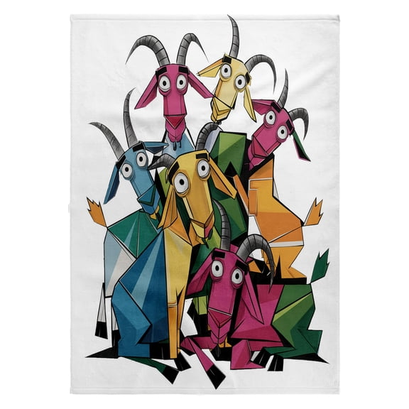 3dRose, Funny Cute Cool Artistic Colorful Goats Pattern Animal Abstract, 22x30 Bath Hand Pool Towel