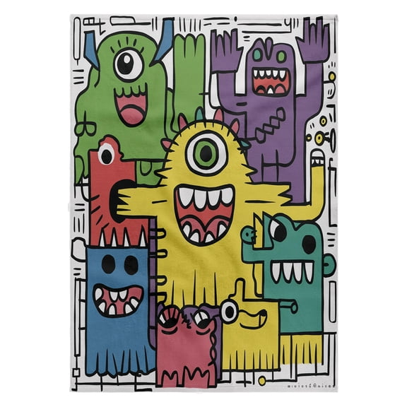 3dRose, Funny Cute Cool Artistic Colorful Monsters Pattern Animal Abstract, 22x30 Bath Hand Pool Towel