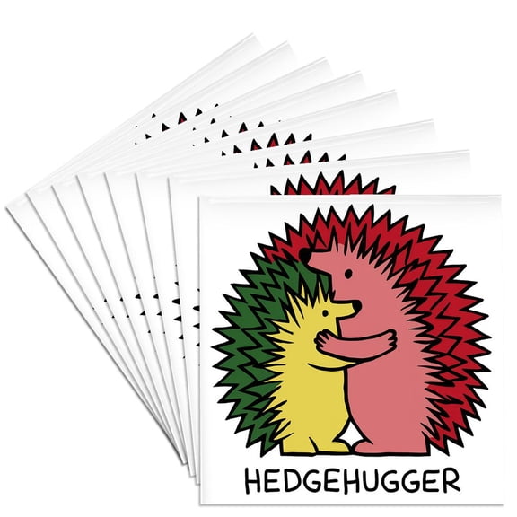 3drose, Funny Cute Cool Artistic Hedgehog Hedgehugger Pun Abstract, Set of 8 Ceramic Tile Coasters