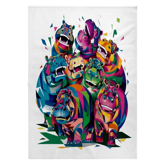 3dRose, Funny Cute Cool Artistic Hippo Pattern Animal Abstract, 22x30 Bath Hand Pool Towel