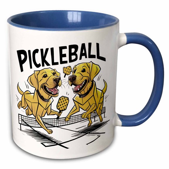 3drose, Funny Cute Cool Artistic Labrador Retriever Dogs Playing Pickleball, 15oz Two-tone Blue Mug