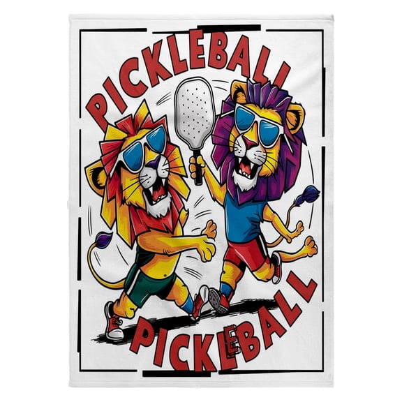 3dRose, Funny Cute Cool Artistic Lions Playing Pickleball Sports Abstract, 22x30 Bath Hand Pool Towel