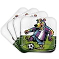 thumbnail image 1 of 3drose, Funny Cute Cool Bear Playing Soccer Sports Abstract Soccer Player, Set of 4 Coasters - Soft, 1 of 7