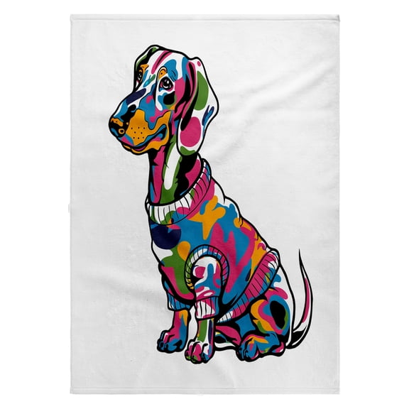 3dRose, Funny Cute Cool Dachshund Puppy Dog Wearing Colorful Sweater Graffiti, 22x30 Bath Hand Pool Towel
