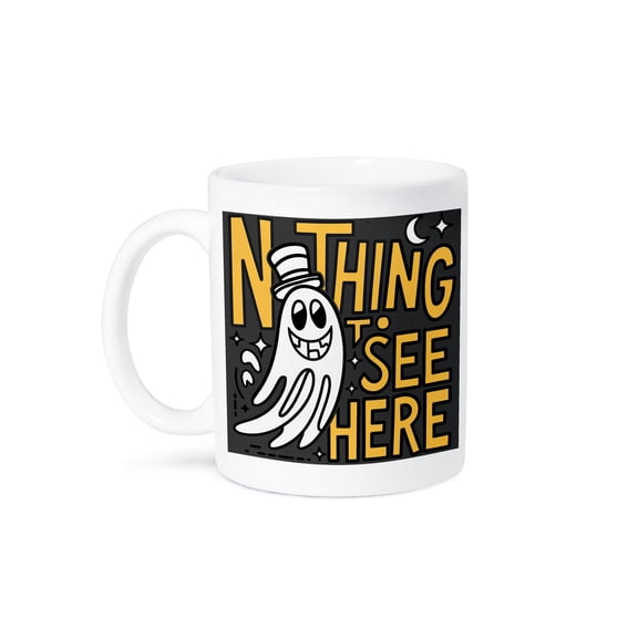 3dRose, Funny Cute Cool Ghost Nothing to See Here Satire for Horror Halloween, 15oz Mug