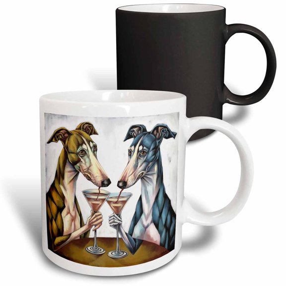 3drose, Funny Cute Cool Greyhound Dogs Drinking Martinis Pets Abstract, 11oz Magic Transforming Mug