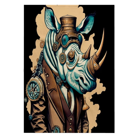 3dRose, Funny Cute Cool Hip Rhinocerous Steam Punk Abstract Art, 22x30 Bath Hand Pool Towel