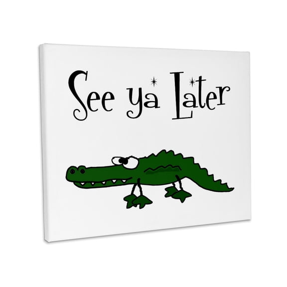 3dRose, Funny Cute Cool See ya later Alligator Gator Cartoon, Museum Grade Canvas Wrap 20x16