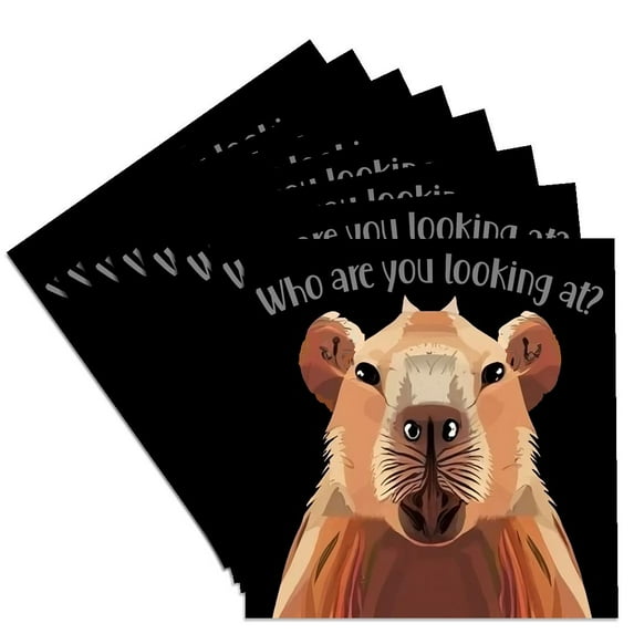 3drose, Funny Cute Dachshund Dog Happy Birthday with Balloon, Set of 8 Ceramic Tile Coasters