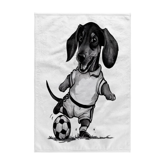 3dRose, Funny Cute Dachshund Wiener Dog Playing Soccer Sports, 15x22 Hand Towel