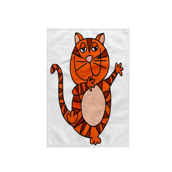 3dRose, Funny Cute Dancing Orange Tabby Cat Cartoon, 15x22 Hand Towel