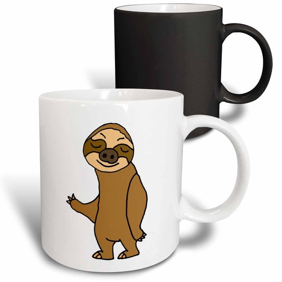 3drose, Funny Cute Funky Hip Sloth Cartoon, 11oz Magic Transforming Mug