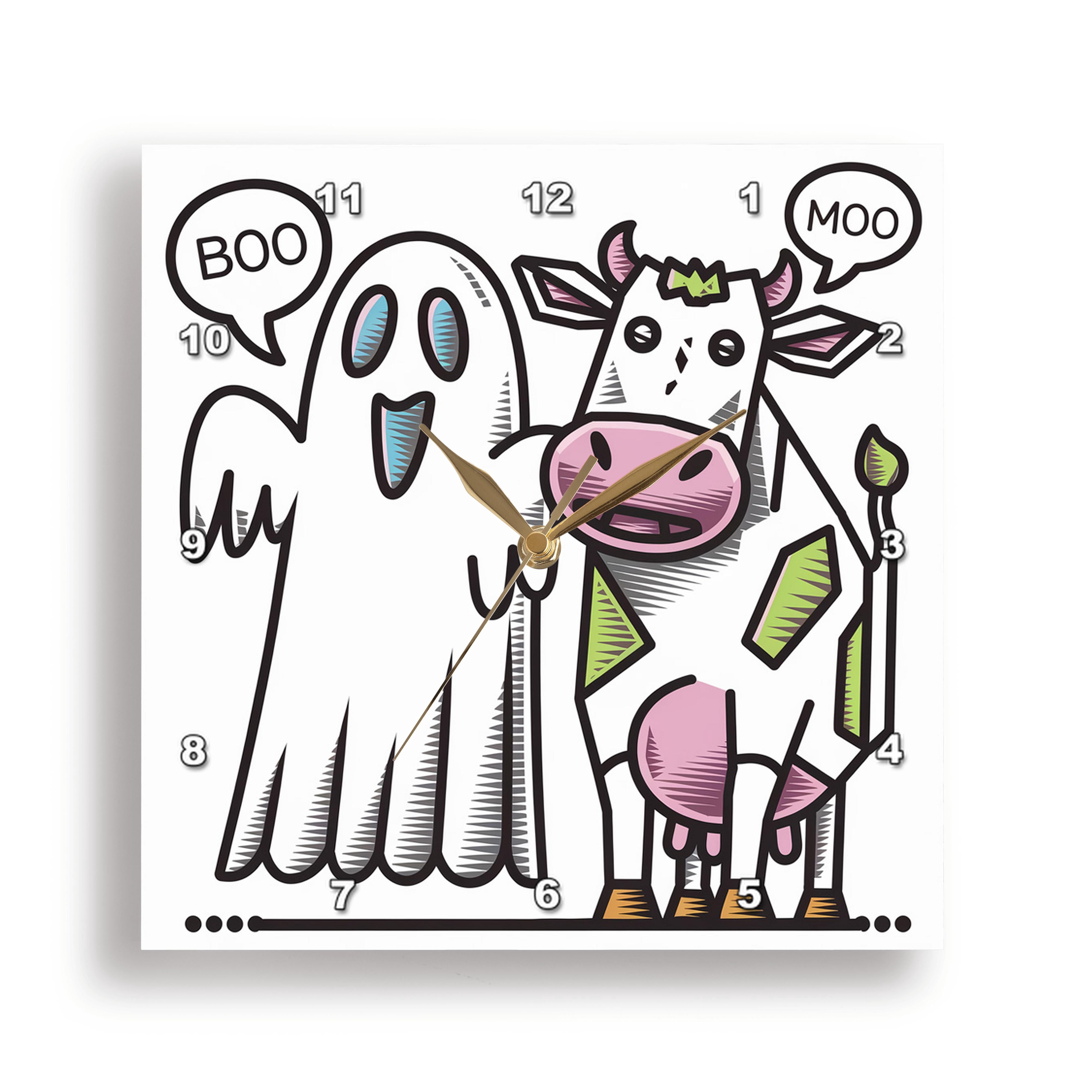 3dRose, Funny Cute Ghost says Boo and Cow says Moo Pun Animal Satire ...