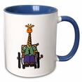 thumbnail image 1 of 3drose, Funny Cute Giraffe in Wheelchair Handicapped Cartoon, 15oz Two-tone Blue Mug, 1 of 6