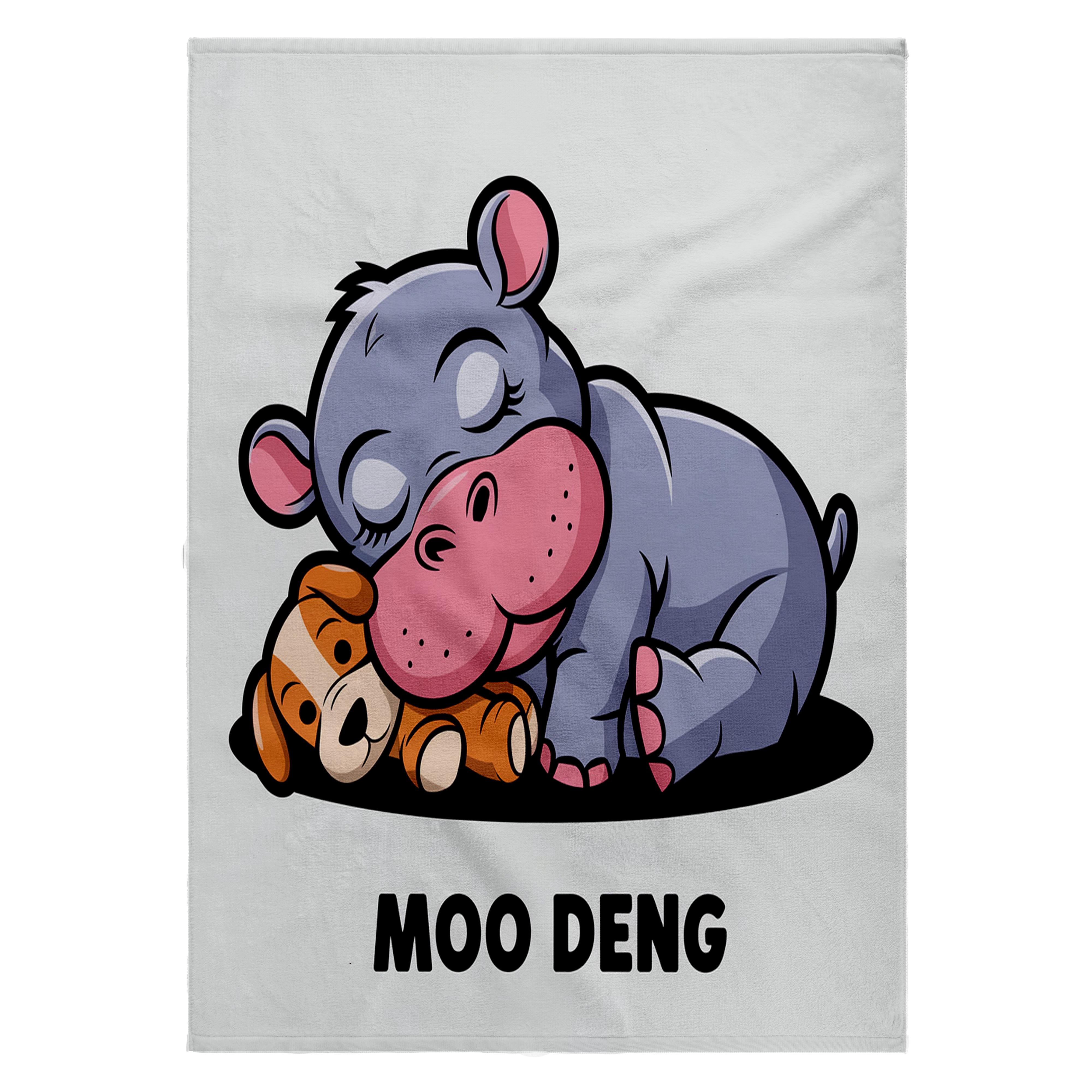 3dRose, Funny Cute Moo Deng Baby Pygmy Hippo Sleeping with Stuffed Dog, 22x30 Bath Hand Pool Towel