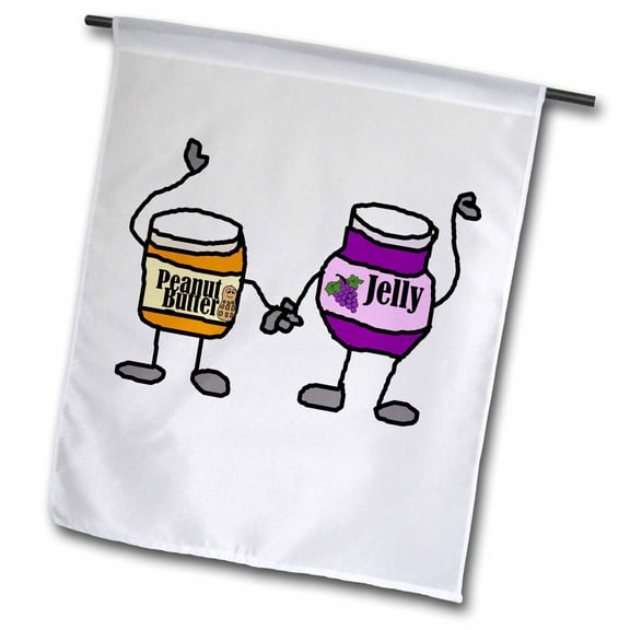 3dRose, Funny Cute Peanut Butter and Jelly Cartoon Characters, 12 x 18 inch Garden Flag