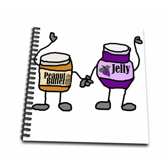 3dRose, Funny Cute Peanut Butter and Jelly Cartoon Characters, Mini Notepad 4 x 4 inch