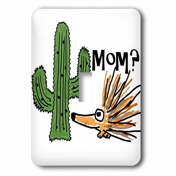 3dRose, Funny Cute Porcupine thinking Cactus is Mom, single toggle switch