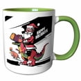 thumbnail image 1 of 3drose, Funny Cute Santa Claus Ridng T-rex Dinosaur Christmas Abstract, 15oz Two-tone Green Mug, 1 of 6