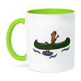 thumbnail image 1 of 3dRose, Funny Cute Sea Otter Canoeing in Green Canoe, 11oz Two-Tone Green Mug, 1 of 7