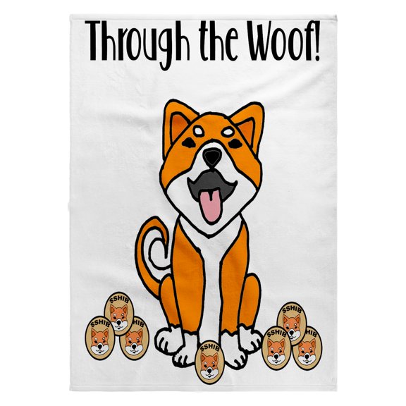 3dRose, Funny Cute Sheba Inu Dog says Through the Woof about Crypto, 22x30 Bath Hand Pool Towel