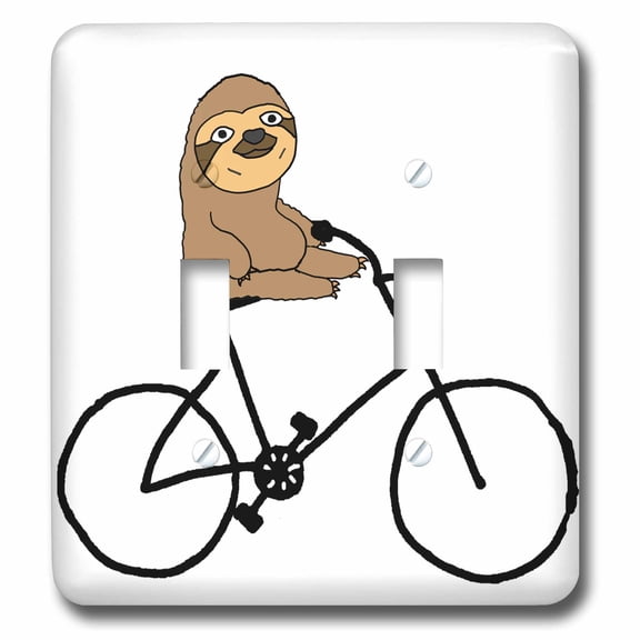 3dRose, Funny Cute Sloth Riding Bicycle Cartoon, double toggle switch
