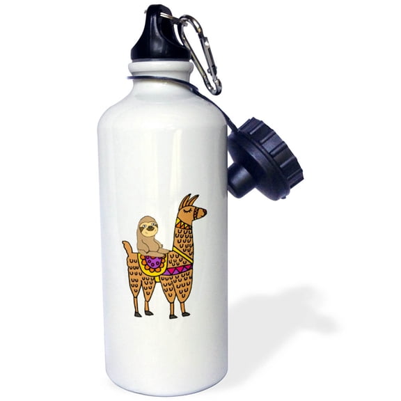 3dRose, Funny Cute Sloth Riding Llama Cartoon, Flip Straw 21oz Water Bottle