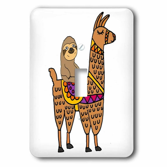 3dRose, Funny Cute Sloth Riding Llama Cartoon, single toggle switch