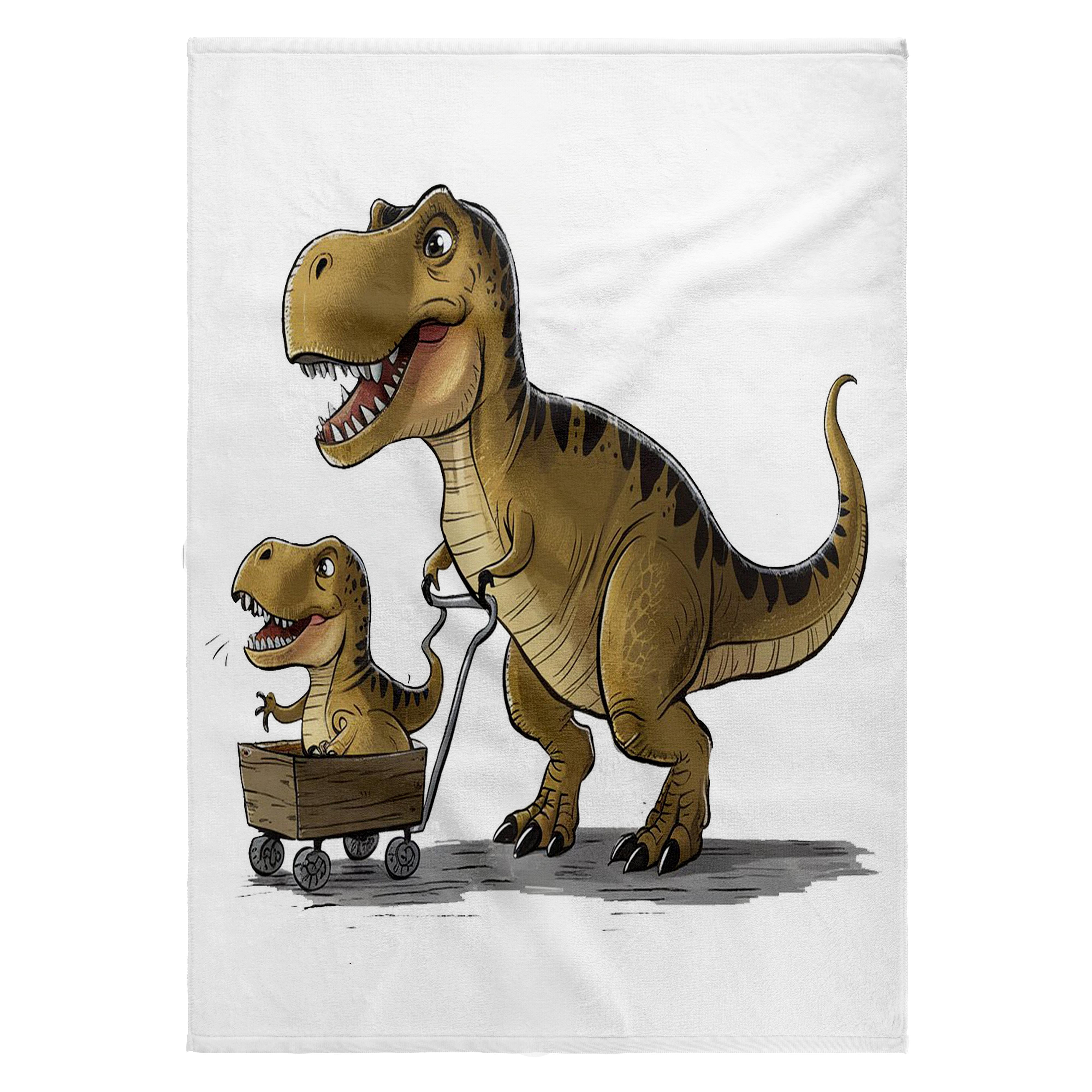 3dRose, Funny Cute T-rex Dinosaur Pushing Baby Stroller, 22x30 Bath Hand Pool Towel