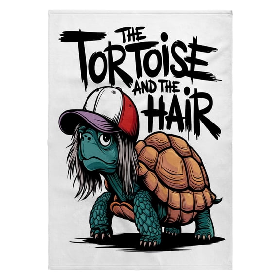3dRose, Funny Cute Turtle with Long Hair Tortoise and the Hair Pun Hare, 22x30 Bath Hand Pool Towel