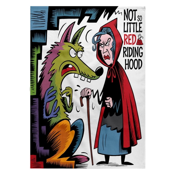 3dRose, Funny Cute Wolf and Not So Little Red Hooded Old Lady Nursery Rhyme , 22x30 Bath Hand Pool Towel
