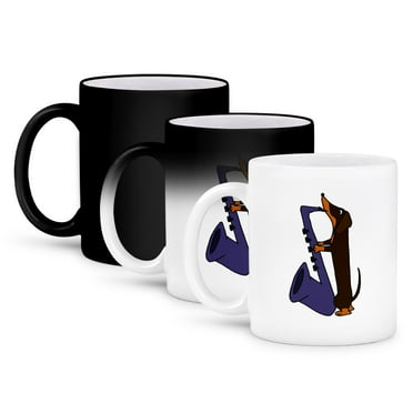3dRose, Funny Dachshund Dog Playing Saxophone, 11oz Magic Transforming Mug