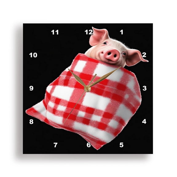3dRose, Funny Festive Pigs in Blankets Christmas Pun 3, 15x15 Wall Clock