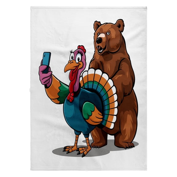 3dRose, Funny Foolish Turkey Tourist Taking Selfie with Angry Bear Satire , 22x30 Bath Hand Pool Towel