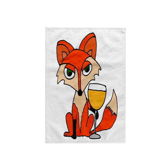 3dRose, Funny Foxy Red Fox Drinking Glass of White Wine, 15x22 Hand Towel