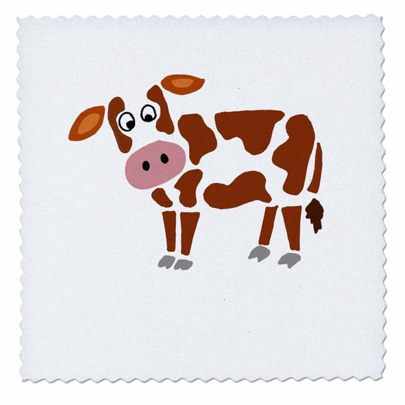 3dRose, Funny Funky Cool Brown and White Cow Abstract Art Original, 6x6 inch quilt square
