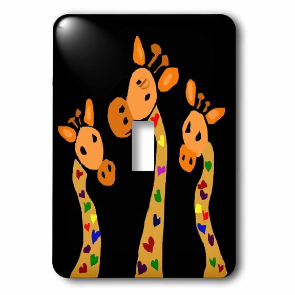 3dRose, Funny Giraffes with Hearts Primitive Art, single toggle switch