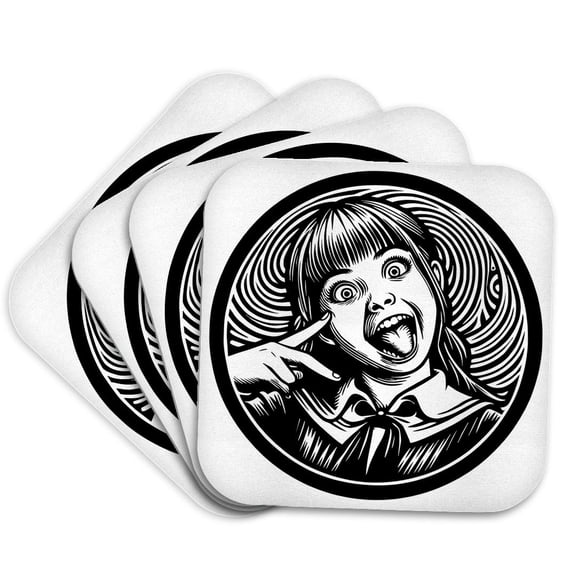 3drose, Funny Girl Selfie Face, Set of 4 Coasters - Soft