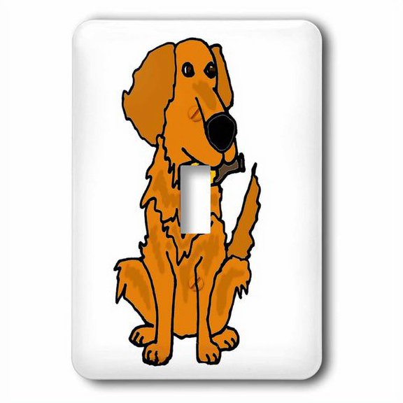 3dRose, Funny Golden Retriever Dog Fetching Beer Cartoon, single toggle switch