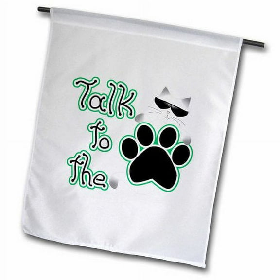 3dRose, Funny Green Talk to the Paw Cool Siamese Cat, 12 x 18 inch Garden Flag