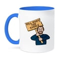 thumbnail image 1 of 3dRose, Funny Humorous Man Guy With A Sign Will Work For Bagels, 11oz Two-Tone Blue Mug, 1 of 7