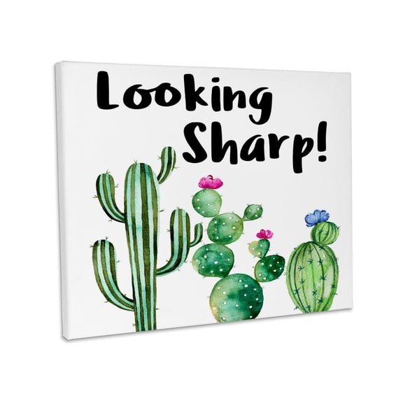 3dRose, Funny Ironic Looking Sharp Watercolor Cactus Quote, Museum Grade Canvas Wrap 10x8
