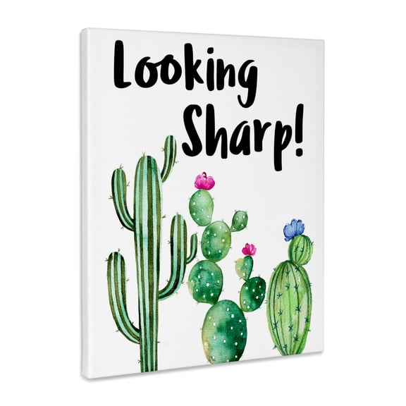 3dRose, Funny Ironic Looking Sharp Watercolor Cactus Quote, Museum Grade Canvas Wrap 11x14