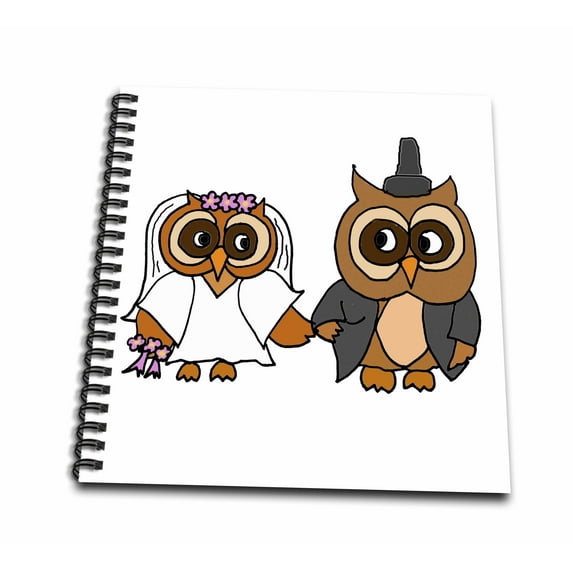 3dRose, Funny Owl Bride and Groom Wedding Art, Memory Book 12 x 12 inch